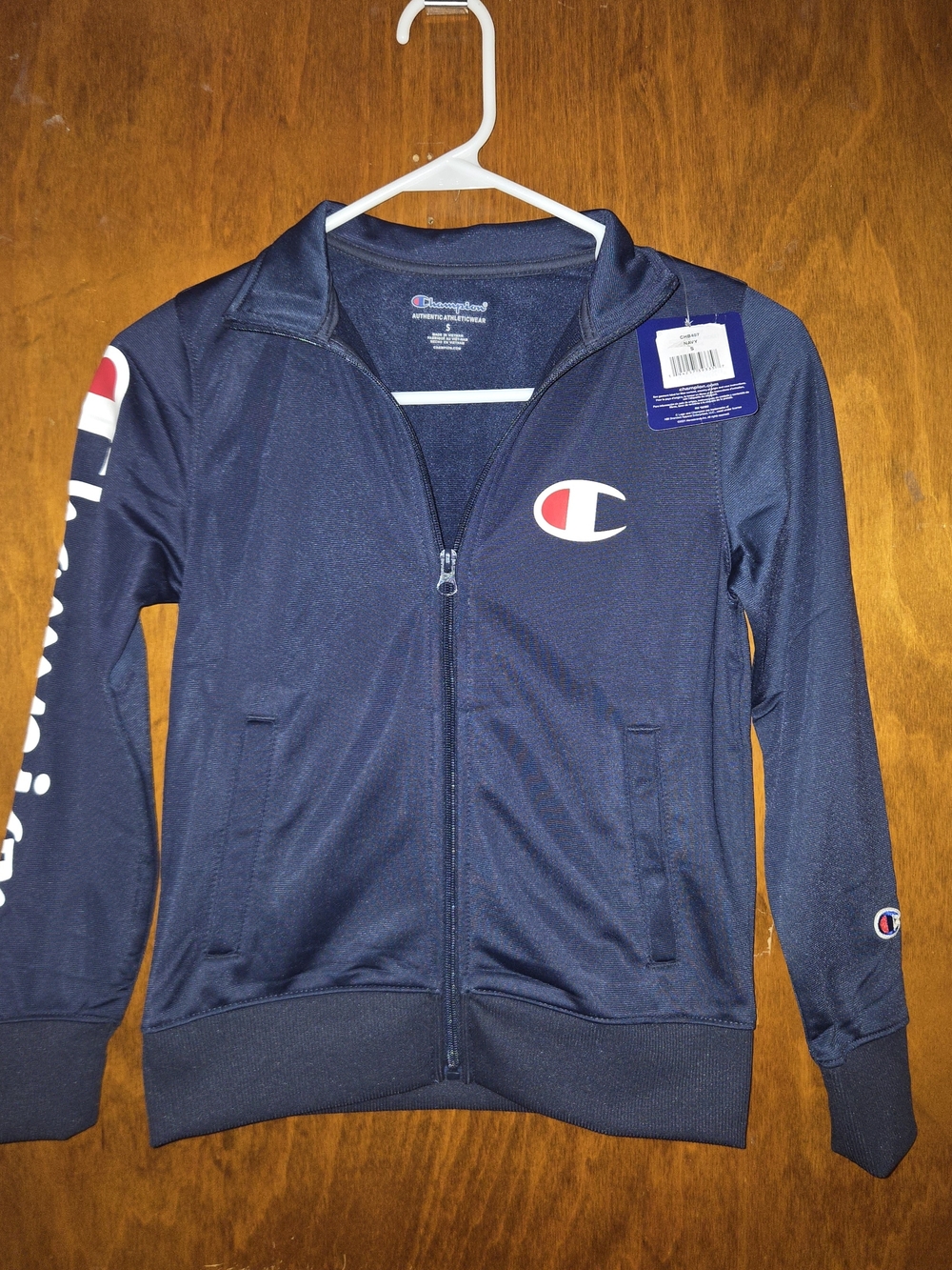 Champion Navy Kids Full-Zip Track Jacket with Logo